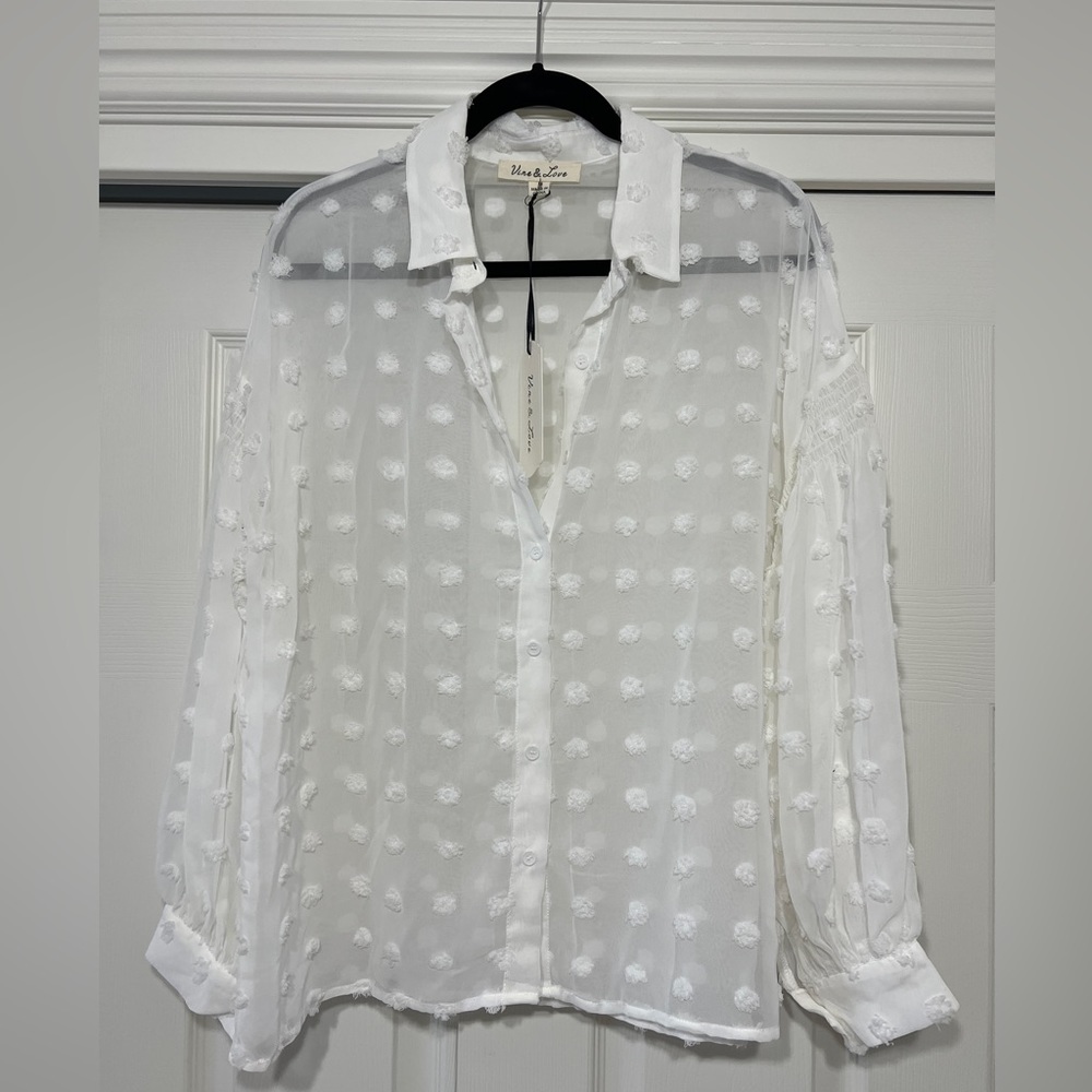White Polka Dot White Blouse